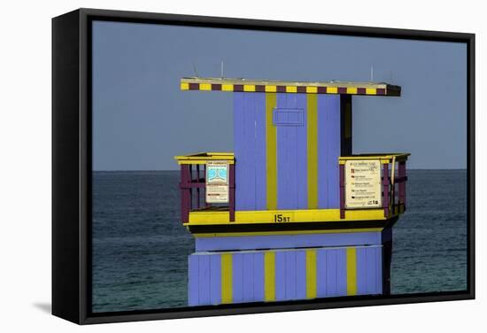 Beach Hut, Miami Beach, USA-Fran?oise Gaujour-Framed Stretched Canvas