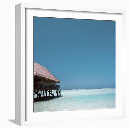 Beach Hut Over Shallow Water-null-Framed Photographic Print