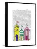 Beach Huts 1 Illustration-Fab Funky-Framed Stretched Canvas