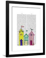 Beach Huts 1 Illustration-Fab Funky-Framed Art Print