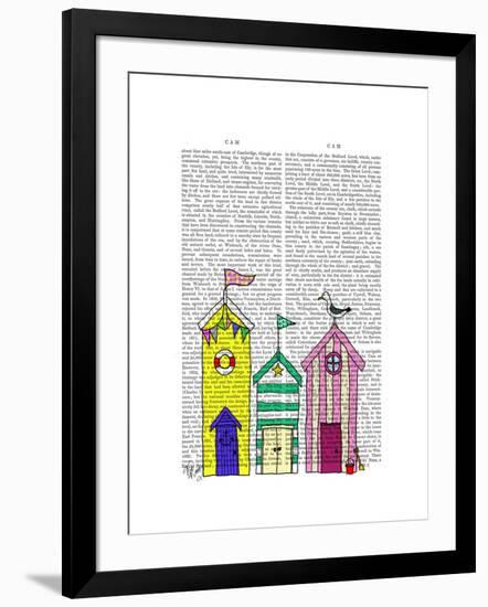 Beach Huts 1 Illustration-Fab Funky-Framed Art Print