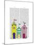 Beach Huts 1 Illustration-Fab Funky-Mounted Art Print