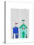 Beach Huts 2 Illustration-Fab Funky-Stretched Canvas