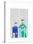 Beach Huts 2 Illustration-Fab Funky-Stretched Canvas