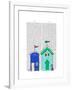 Beach Huts 2 Illustration-Fab Funky-Framed Art Print