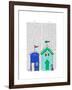 Beach Huts 2 Illustration-Fab Funky-Framed Art Print