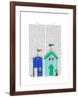 Beach Huts 2 Illustration-Fab Funky-Framed Art Print