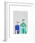 Beach Huts 2 Illustration-Fab Funky-Framed Art Print