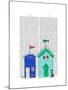 Beach Huts 2 Illustration-Fab Funky-Mounted Art Print