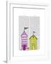 Beach Huts 3 Illustration-Fab Funky-Framed Art Print