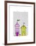 Beach Huts 3 Illustration-Fab Funky-Framed Art Print