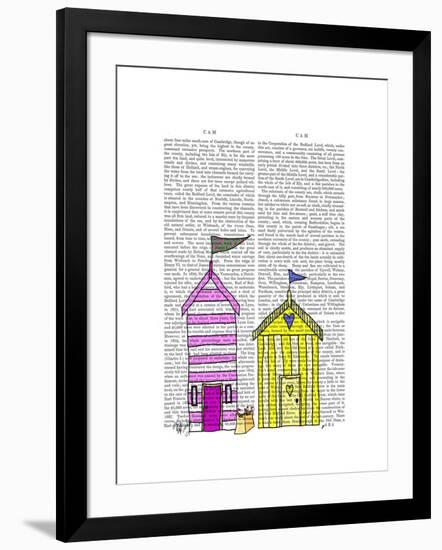 Beach Huts 3 Illustration-Fab Funky-Framed Art Print