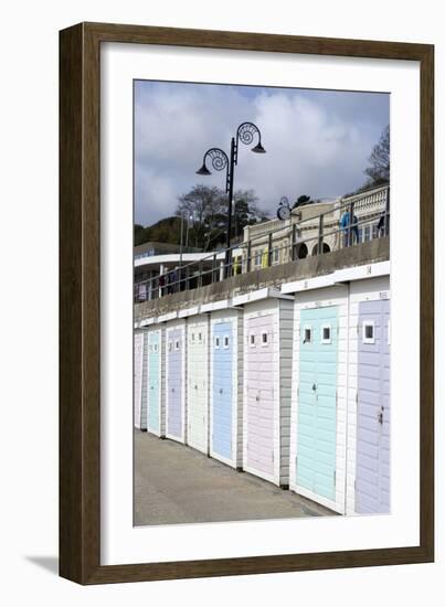 Beach Huts Along the Seafront, Lyme Regis, Dorset, UK-Natalie Tepper-Framed Photo