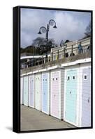 Beach Huts Along the Seafront, Lyme Regis, Dorset, UK-Natalie Tepper-Framed Stretched Canvas