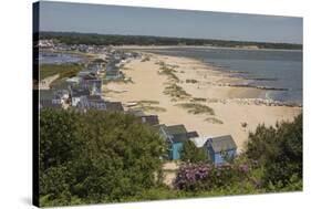 Beach Huts and Sand Dunes on Mudeford Spit at Hengistbury Head-Roy Rainford-Stretched Canvas
