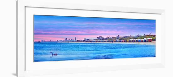 Beach Huts and Tourists on the Beach, Brighton the Beach, Melbourne, Victoria, Australia-null-Framed Photographic Print