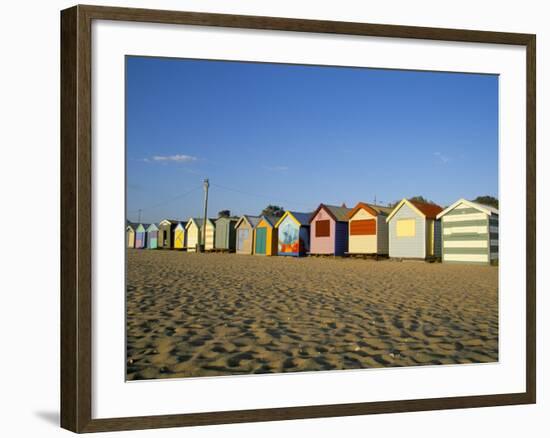 Beach Huts at Brighton Beach, Melbourne, Victoria, Australia-Richard Nebesky-Framed Photographic Print