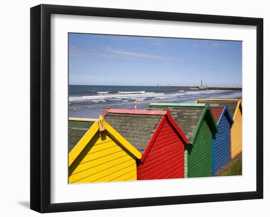 Beach Huts at Whitby Sands, Whitby, North Yorkshire, Yorkshire, England, United Kingdom, Europe-Mark Sunderland-Framed Photographic Print