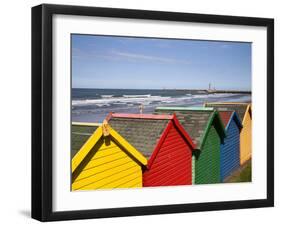 Beach Huts at Whitby Sands, Whitby, North Yorkshire, Yorkshire, England, United Kingdom, Europe-Mark Sunderland-Framed Photographic Print