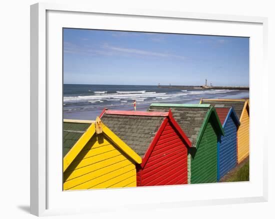 Beach Huts at Whitby Sands, Whitby, North Yorkshire, Yorkshire, England, United Kingdom, Europe-Mark Sunderland-Framed Photographic Print