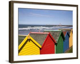 Beach Huts at Whitby Sands, Whitby, North Yorkshire, Yorkshire, England, United Kingdom, Europe-Mark Sunderland-Framed Photographic Print