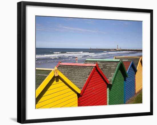 Beach Huts at Whitby Sands, Whitby, North Yorkshire, Yorkshire, England, United Kingdom, Europe-Mark Sunderland-Framed Photographic Print