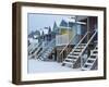 Beach Huts in the Snow at Wells Next the Sea, Norfolk, England-Jon Gibbs-Framed Photographic Print