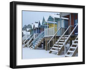 Beach Huts in the Snow at Wells Next the Sea, Norfolk, England-Jon Gibbs-Framed Photographic Print