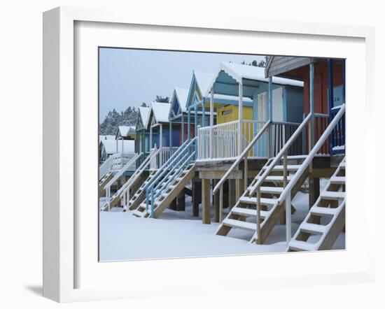 Beach Huts in the Snow at Wells Next the Sea, Norfolk, England-Jon Gibbs-Framed Photographic Print