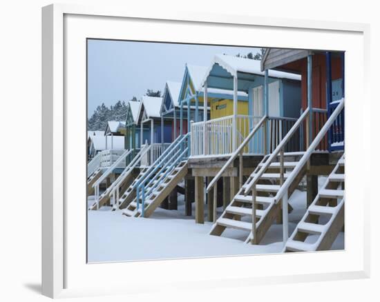 Beach Huts in the Snow at Wells Next the Sea, Norfolk, England-Jon Gibbs-Framed Photographic Print