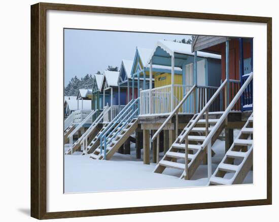 Beach Huts in the Snow at Wells Next the Sea, Norfolk, England-Jon Gibbs-Framed Photographic Print