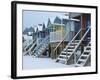 Beach Huts in the Snow at Wells Next the Sea, Norfolk, England-Jon Gibbs-Framed Photographic Print