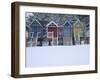 Beach Huts in the Snow at Wells Next the Sea, Norfolk, England-Jon Gibbs-Framed Photographic Print