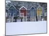 Beach Huts in the Snow at Wells Next the Sea, Norfolk, England-Jon Gibbs-Mounted Photographic Print