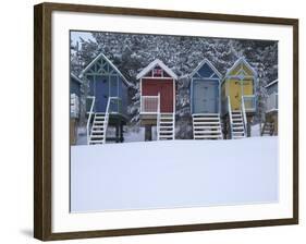 Beach Huts in the Snow at Wells Next the Sea, Norfolk, England-Jon Gibbs-Framed Photographic Print