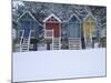 Beach Huts in the Snow at Wells Next the Sea, Norfolk, England-Jon Gibbs-Mounted Photographic Print