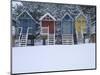 Beach Huts in the Snow at Wells Next the Sea, Norfolk, England-Jon Gibbs-Mounted Photographic Print