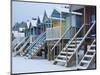 Beach Huts in the Snow at Wells Next the Sea, Norfolk, England-Jon Gibbs-Mounted Photographic Print