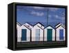 Beach Huts on Devon Town's Waterfront-Kim Sayer-Framed Stretched Canvas