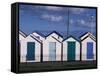 Beach Huts on Devon Town's Waterfront-Kim Sayer-Framed Stretched Canvas