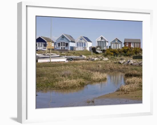 Beach Huts on Mudeford Spit or Sandbank, Christchurch Harbour, Dorset, England, United Kingdom-Rainford Roy-Framed Photographic Print