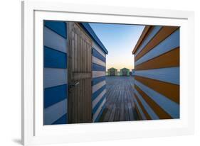 Beach Huts on the Pier-Linda Wride-Framed Photographic Print