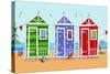 Beach Huts-Peter Adderley-Stretched Canvas