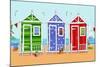 Beach Huts-Peter Adderley-Mounted Premium Giclee Print