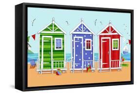 Beach Huts-Peter Adderley-Framed Stretched Canvas