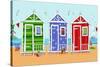 Beach Huts-Peter Adderley-Stretched Canvas