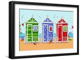 Beach Huts-Peter Adderley-Framed Art Print