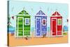 Beach Huts-Peter Adderley-Stretched Canvas