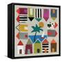 Beach Huts-Jenny Frean-Framed Stretched Canvas