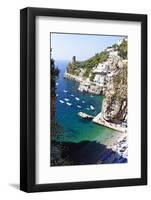 Beach in a Cove, Praiano, Amalfi Coast, Italy-George Oze-Framed Photographic Print